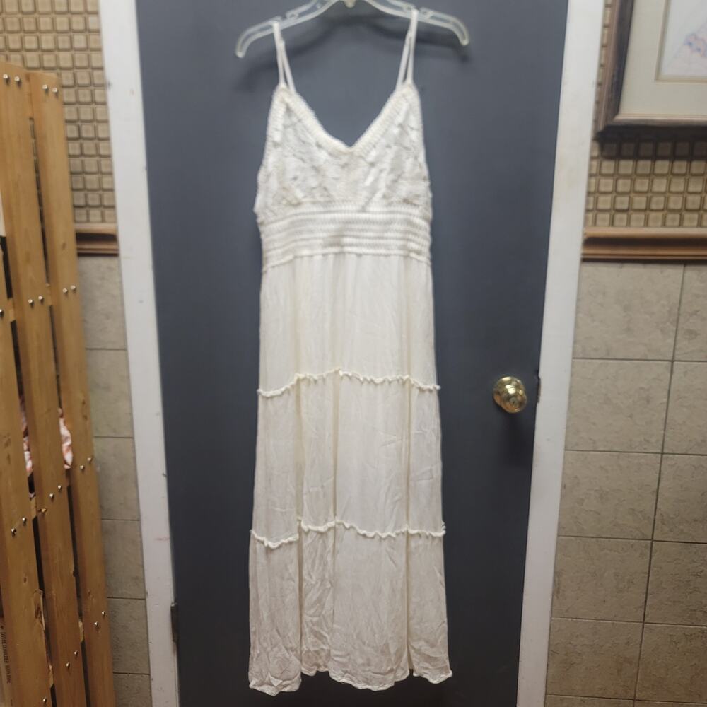 No Comment Plus Cream Lace Tiered Maxi Dress Boho Cottagecore French Country 2X - Picture 2 of 9